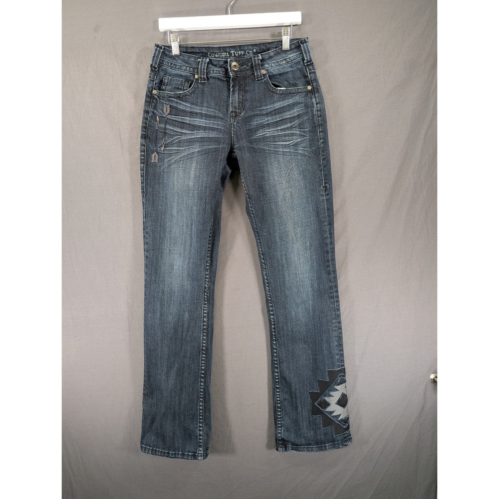 Cowgirl Tuff Co Womens Blue Straight Leg Western Jeans JBLBEA Size 28x33